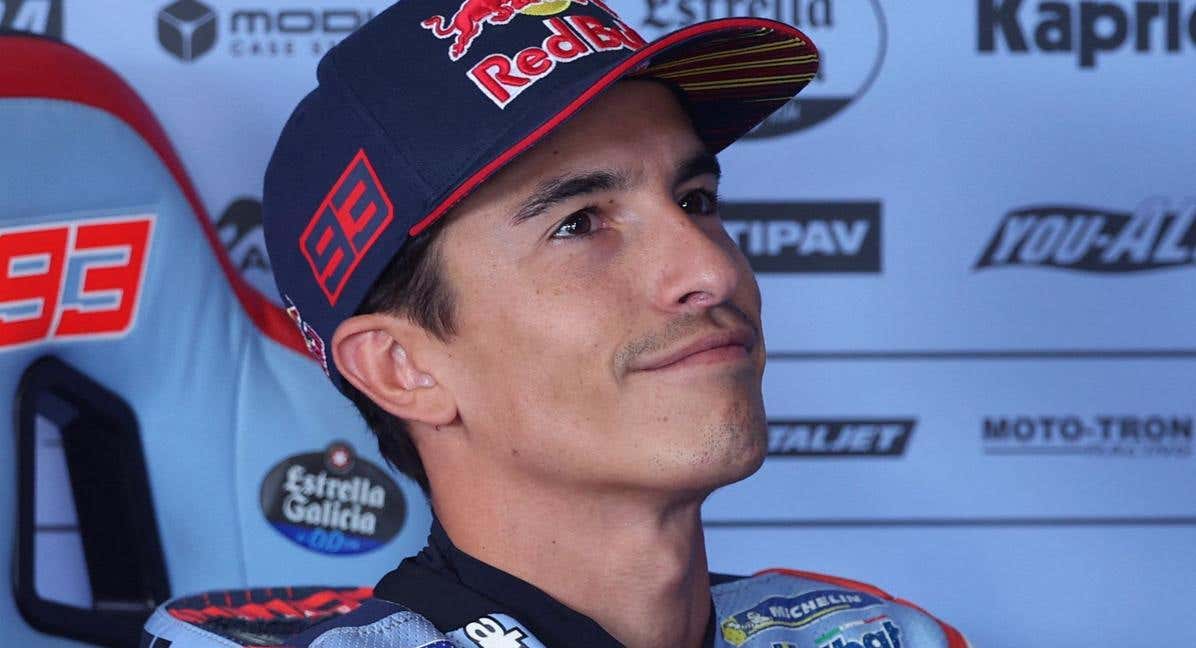 Marc Márquez, en su box durante el GP de Aragón.