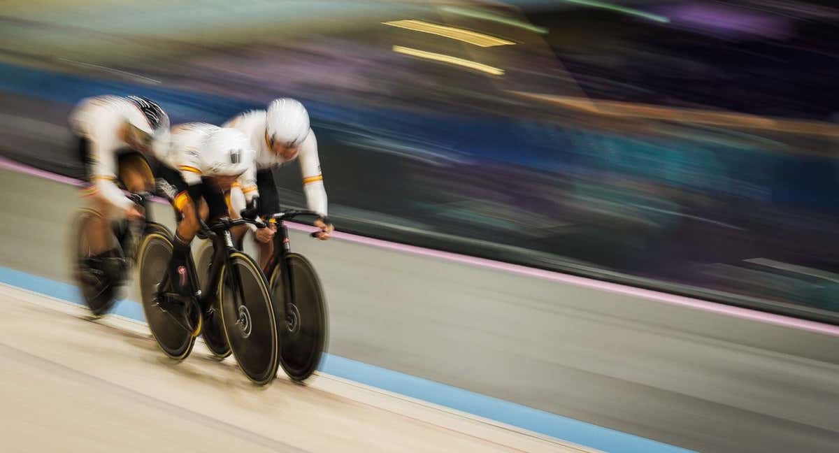 El equipo español de velocidad de ciclismo en pista formado por Alfonso Cabello, Ricardo Ten y Pablo Jaramillo. /