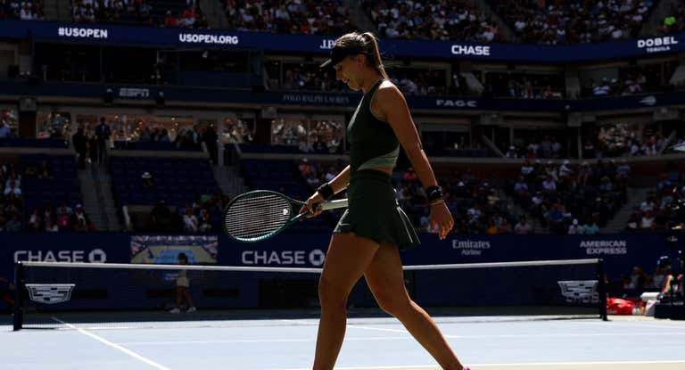 Paula Badosa, durante su partido de octavos de final del US Open 2024 ante Emma Navarro.