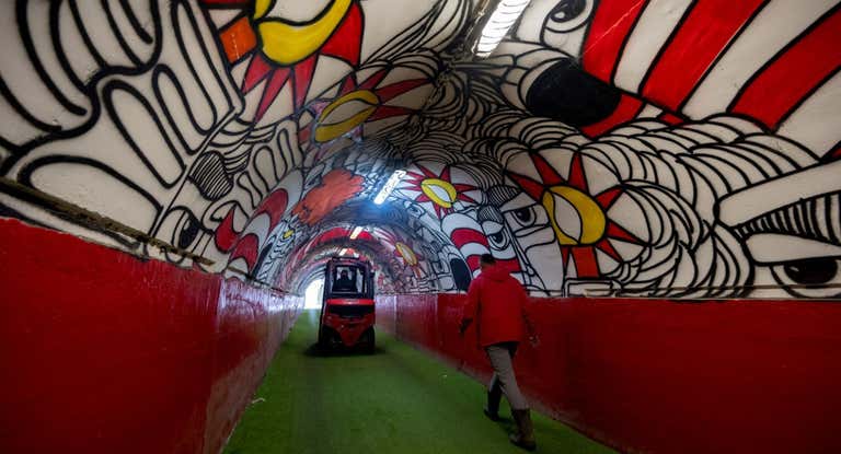 El túnel de vestuarios del Pequeño Maracaná.