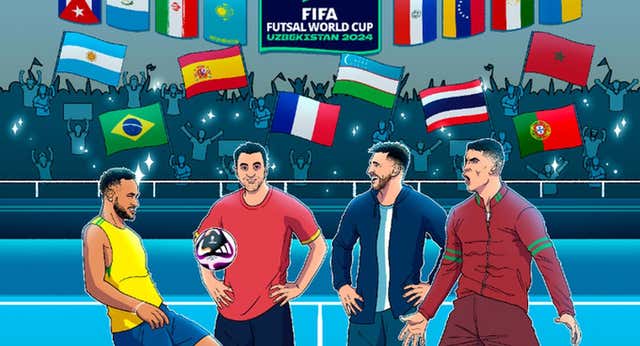 Un polémico cartel de FIFA con Xavi, Cristiano Ronaldo, Messi y Neymar agita el comienzo del Mundial de fútbol sala: «Seguimos siendo el futbito»