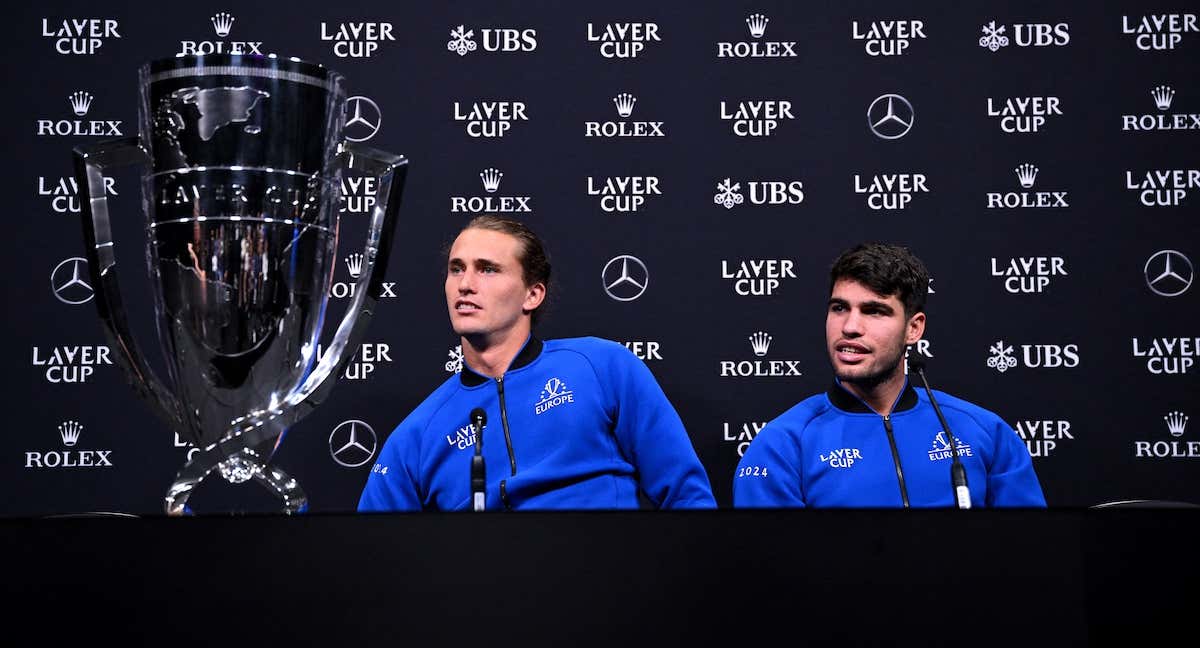 Carlos Alcaraz y Alexander Zverev hacen pareja en la Laver Cup 2024.