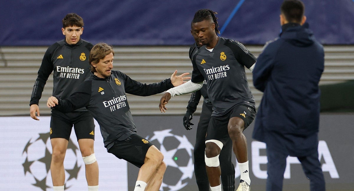 Eduardo Camavinga durante un entrenamiento del Real Madrid.