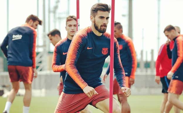 André Gomes, en un entrenamiento con el Barça.  INSTAGRAM