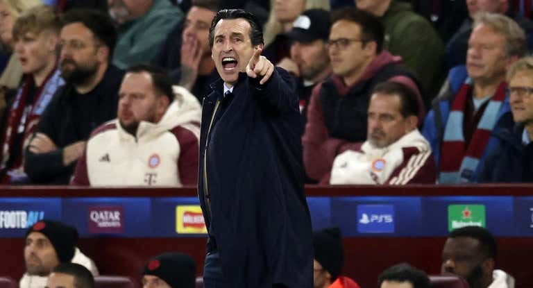 Unai Emery en el partido de Champions del Aston Villa contra el Bayern de Munich.