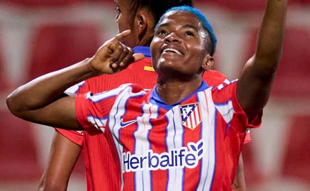 Ajibade celebrando un gol.  ATLÉTICO DE MADRID