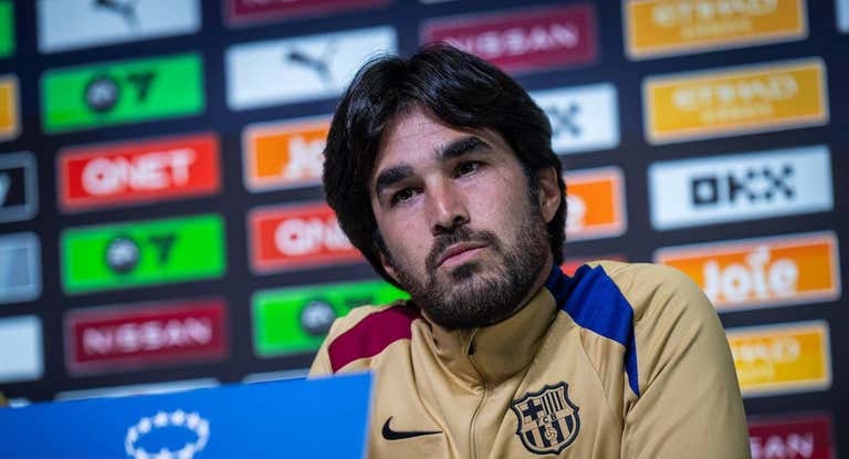 Pere Romeu, entrenadora del Barça, durante la rueda de prensa en la previa del partido de Champions frente al Manchester City.