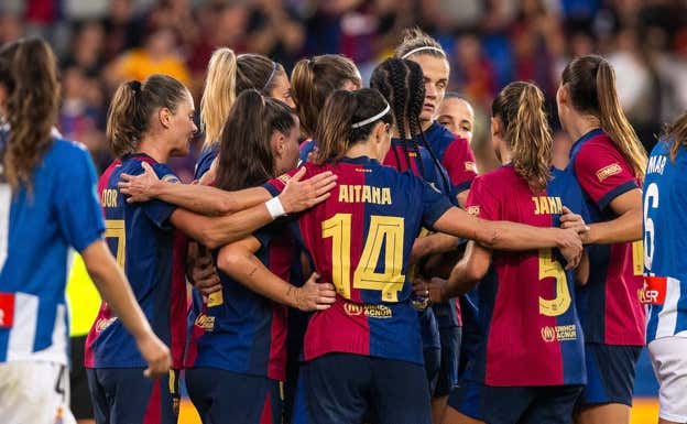 Las jugadoras del Barça celebrando un gol  FC BARCELONA FEMENINO