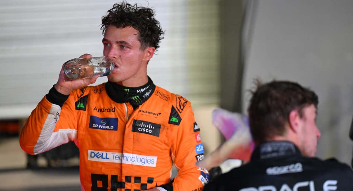 Lando Norris, junto a Max Verstappen tras ganar en Singapur./REUTERS