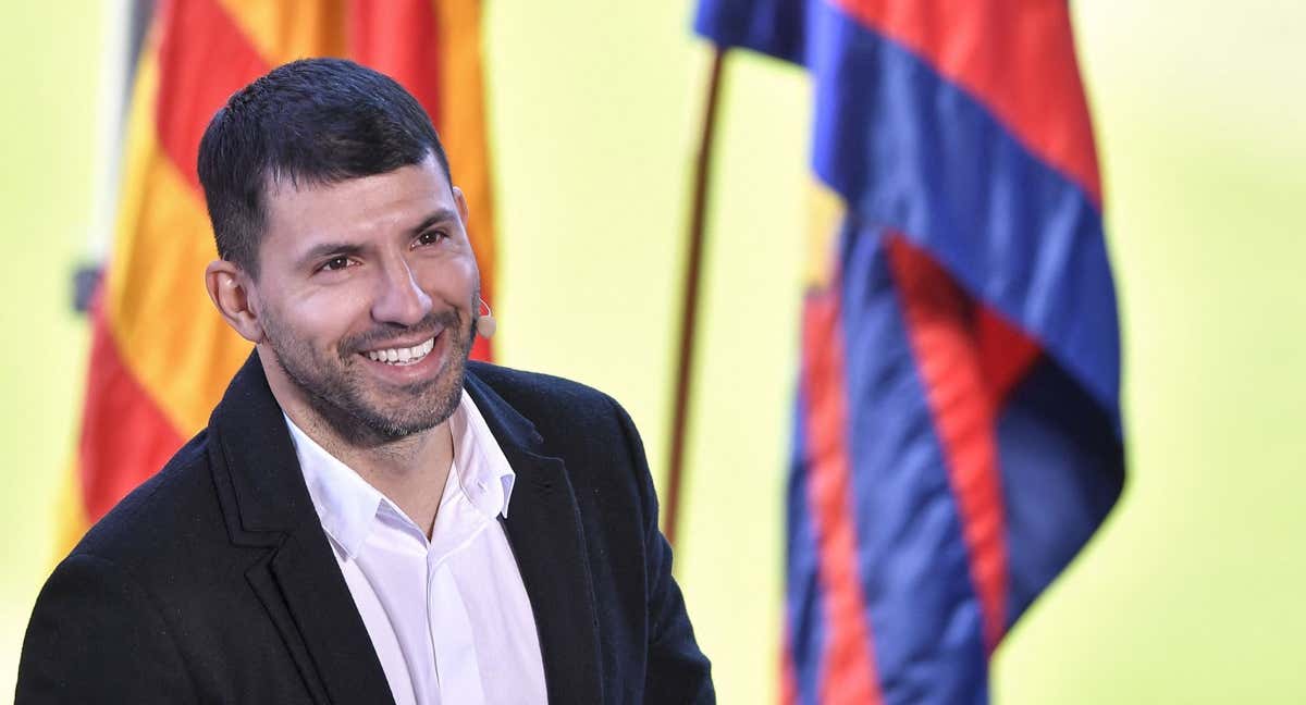Agüero el día de su despedida del Barcelona.
