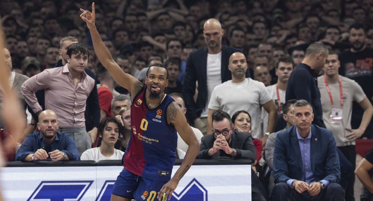 Kevin Punter tras anotar el triple clave en la prórroga ante Estrella Roja.