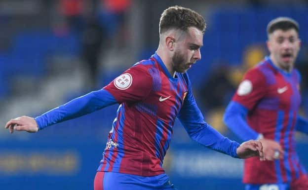 Peque, en un partido con el Barça Atlètic.  INSTAGRAM