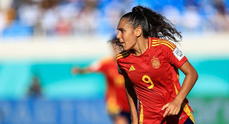 Celia Segura durante un partido de fase de grupos.