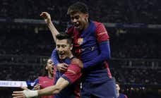 Lewandowski y Lamine le enseñan a Mbappé cómo se reina en un Clásico