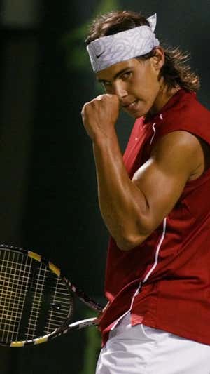 Nadal en 2004 en el partido contra Federer en Miami 2004. AP