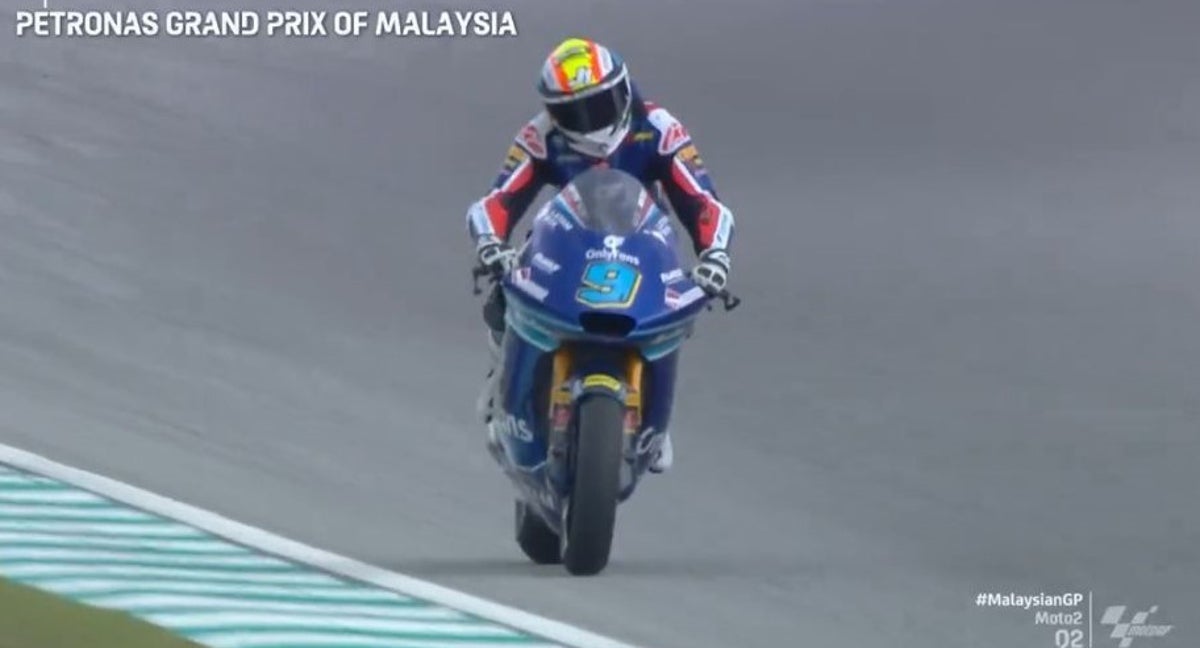 Jorge Alonso, en el momento en el que consigue la 'pole position' en Malasia.
