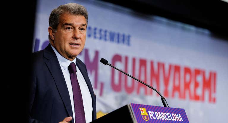 Joan Laporta en una rueda de prensa.