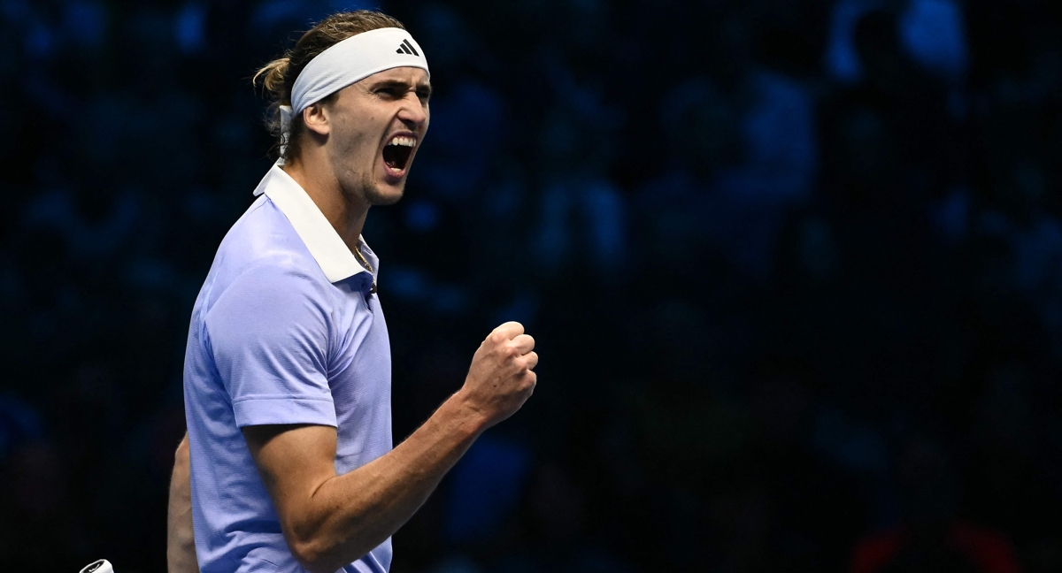 Zverev celebra un punto.