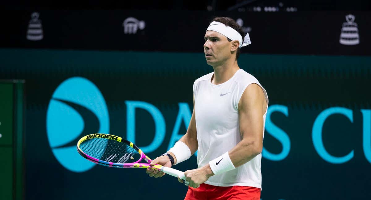 Rafael Nadal durante un entrenamiento previo a la Copa Davis.
