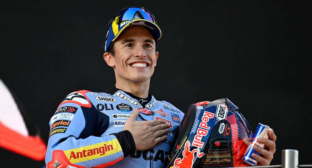 Marc Márquez en el podio durante su última carrera con Gresini.
