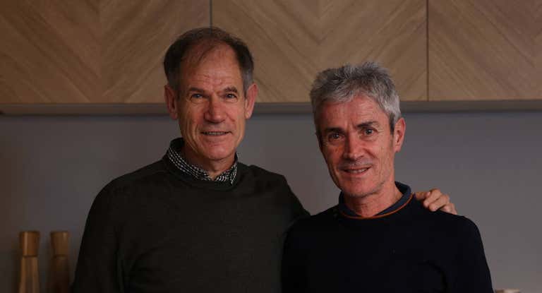 Abel Antón (izquierda) y Martín Fiz, durante su tertulia en Vocento.