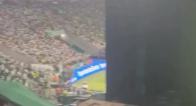 Algunos aficionados del Palmeiras lo tuvieron que hacer a pesar de estar a escasos metros de los jugadores.