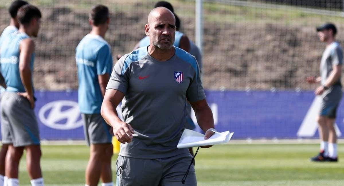 Luis Piñedo durante un entrenamiento del Atlético en septiembre.