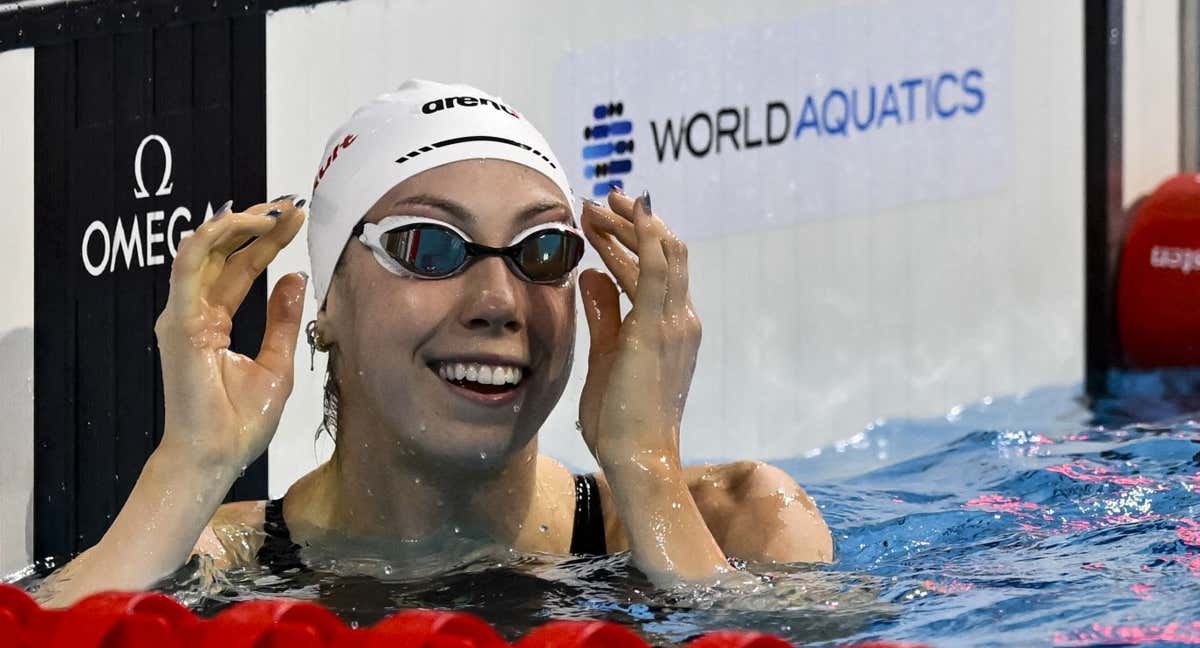 Gretchen Walsh, después de ganar una de sus múltiples pruebas en el Mundial de piscina corta.