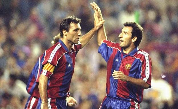 Stoichkov y Begiristain, en un partido. Getty Images