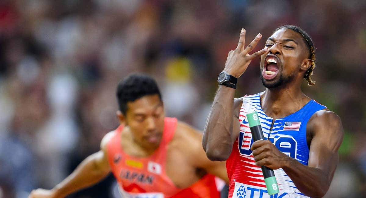 Noah Lyles (27), tras su triplete en el Mundial de Budapest.