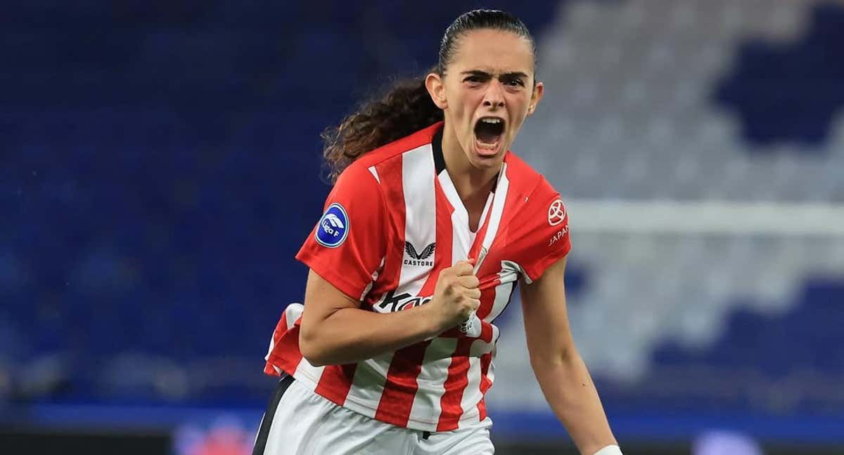 Maite Zubieta celebrando un gol.