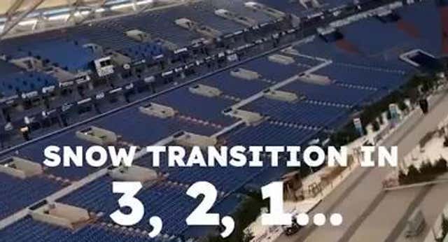 El estadio del Schalke 04 se ha transformado por completo para acoger una competición de biatlón.