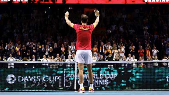 Rafa Nadal, en su despedida tras perder en la Copa Davis./GETTY