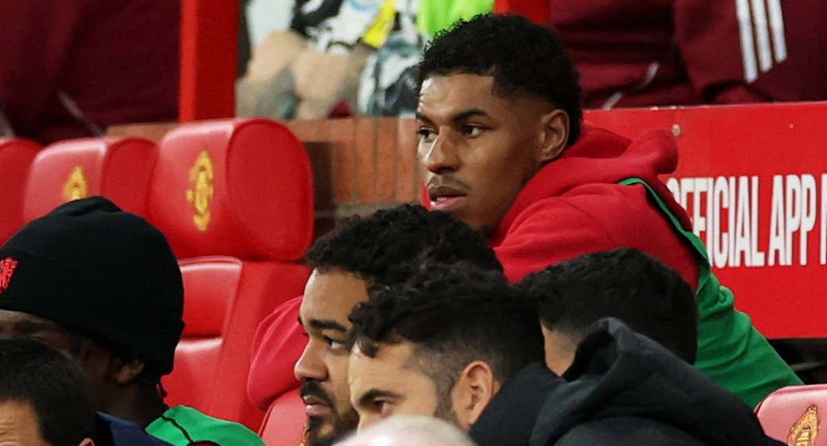 Marcus Rashford estuvo en el banquillo en el último partido del Manchester United.
