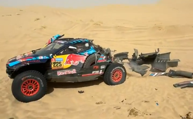 Imagen del Raptor accidentado. DAKAR