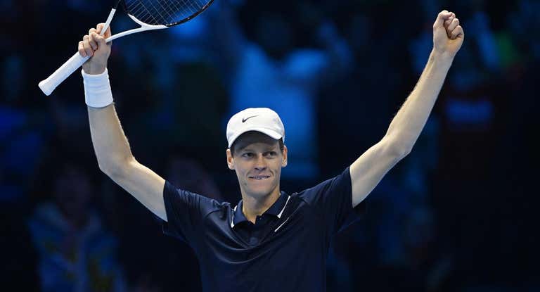 Sinner, durante un partido de tenis.