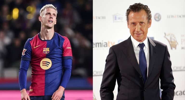 Montaje con Dani Olmo y Jorge Valdano.
