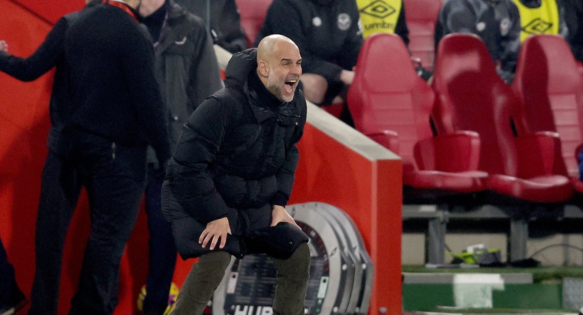 Guardiola, en el partido ante el Brentford.