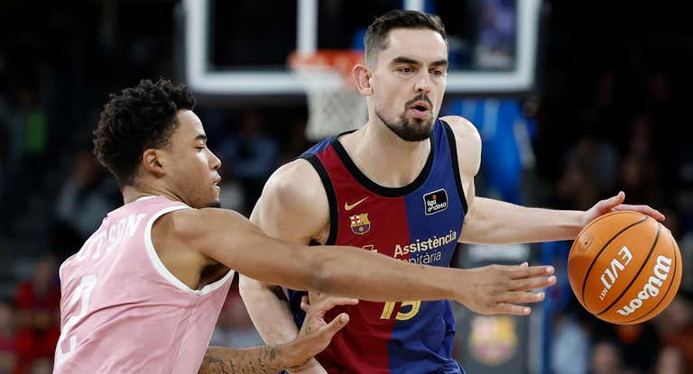 Tomas Satoransky durante un partido con el Barça frente al Joventut.