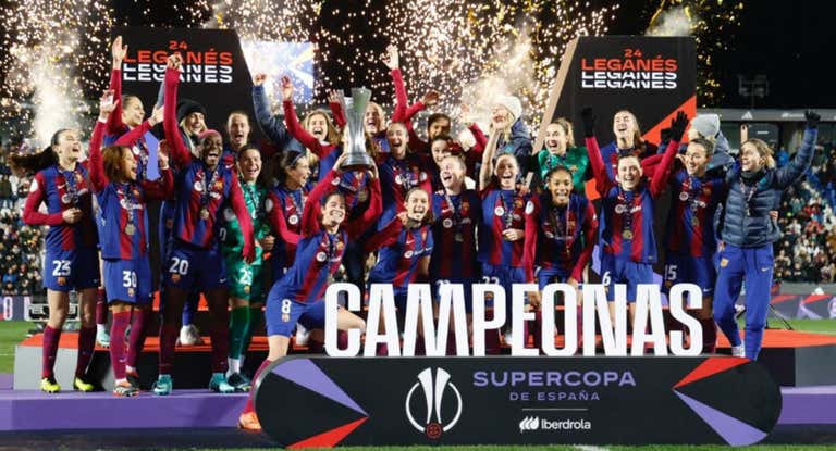 El Barça celebrando el título Supercopa en 2024.