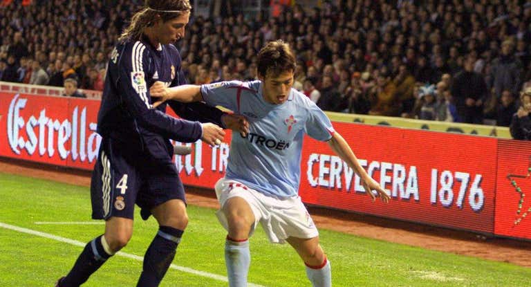 David Silva, en un partido contra el Real Madrid cuando jugaba en el Celta.