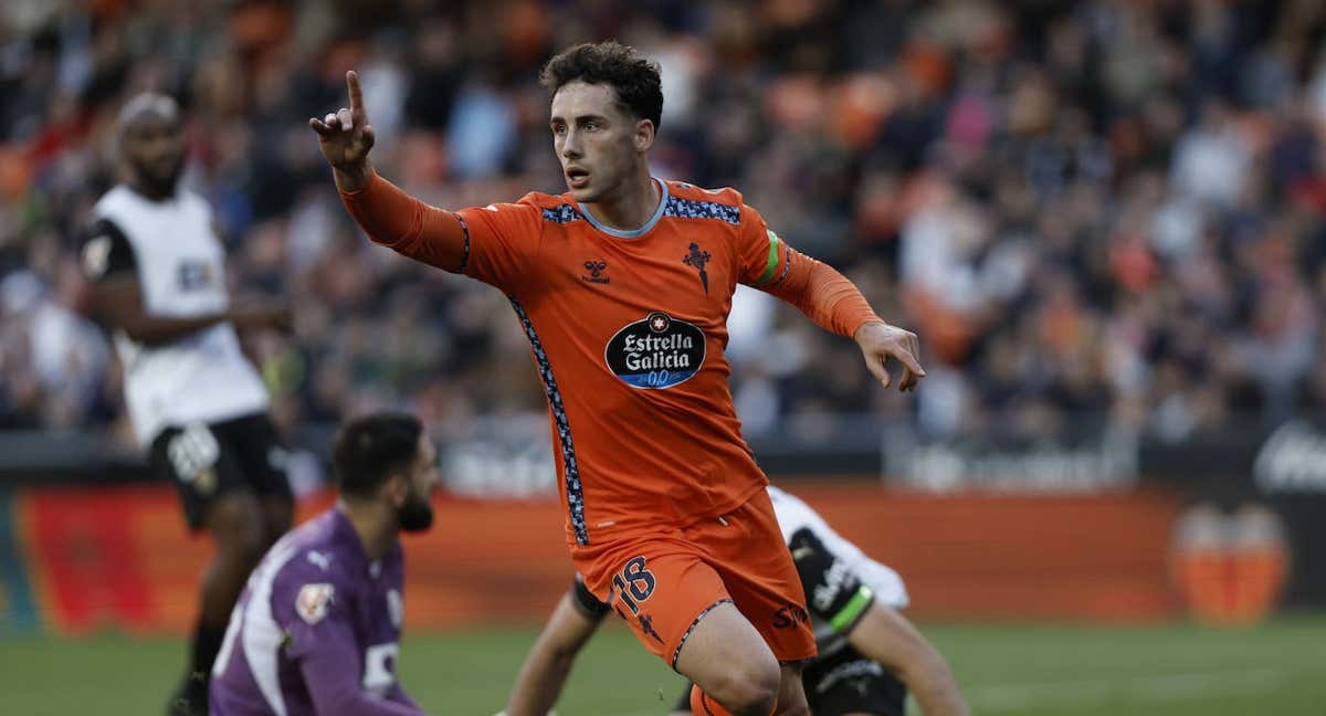 Pablo Durán celebra un gol ante el Valencia. /EFE