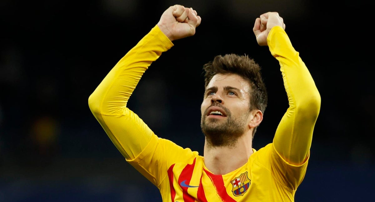 Gerard Piqué celebra una victoria con el Barça.