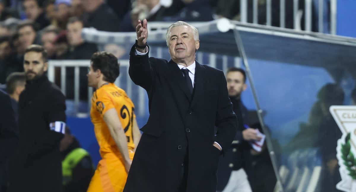 Ancelotti, durante el partido ante el Leganés. /EFE