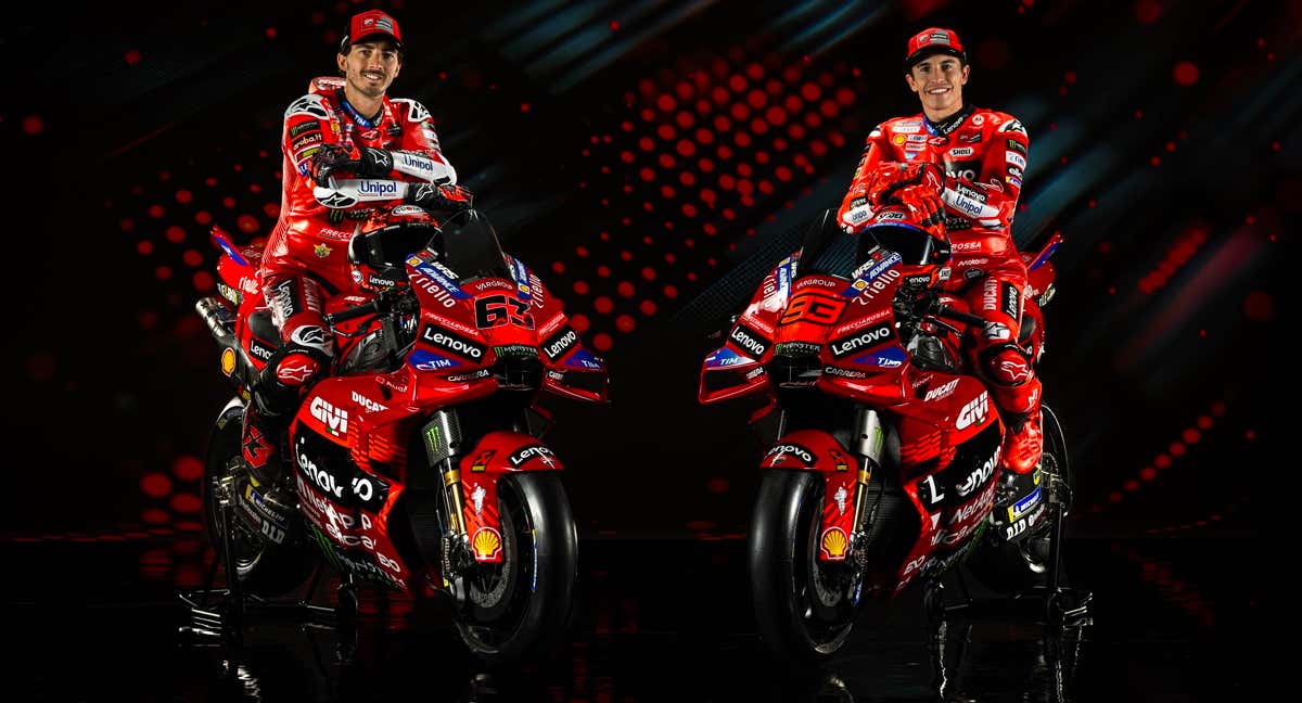 Marc Márquez y Pecco Bagnaia en la presentación del equipo. /Ducati