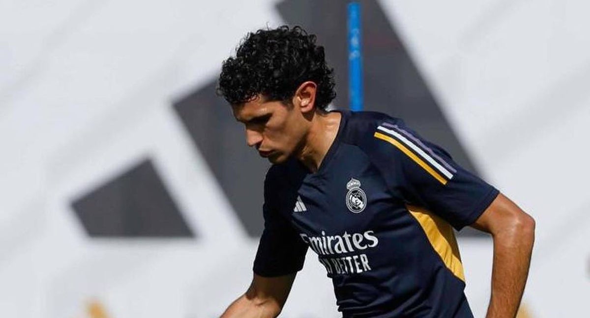Vallejo, en un entrenamiento con el Real Madrid.