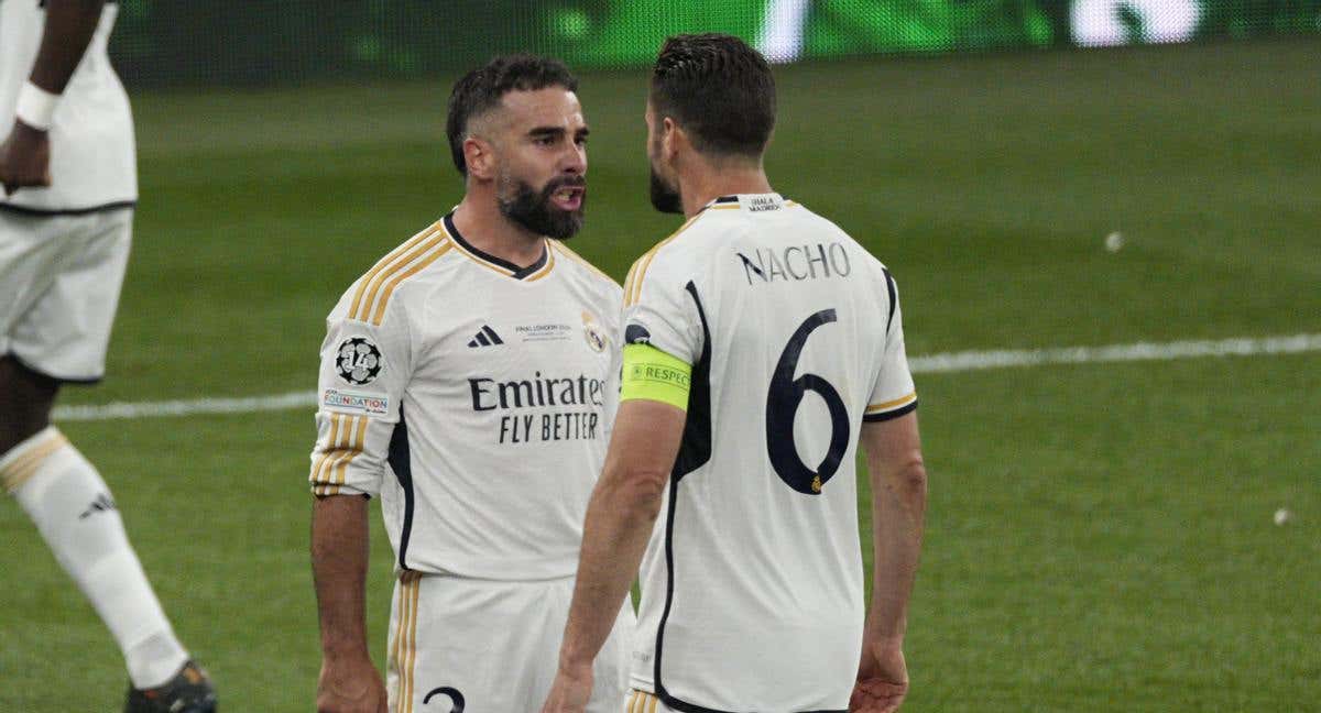 Carvajal y Nacho, durante la final de la Champions 2023-24./AGENCIAS