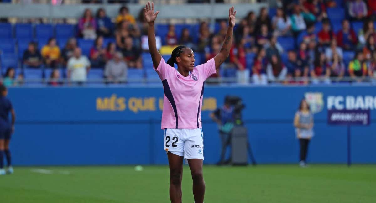 Daniela Caracas, en un encuentro con el Espanyol. /GETTY