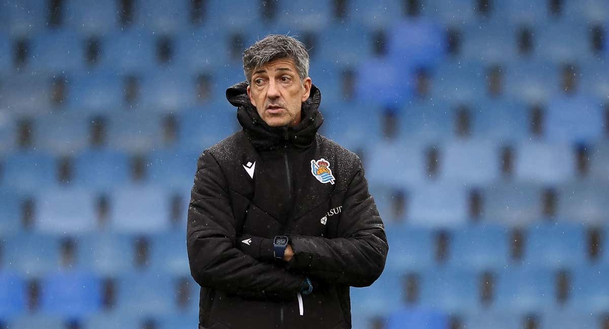 Imanol Alguacil, en el entrenamiento de Zubieta de esta mañana. /RS