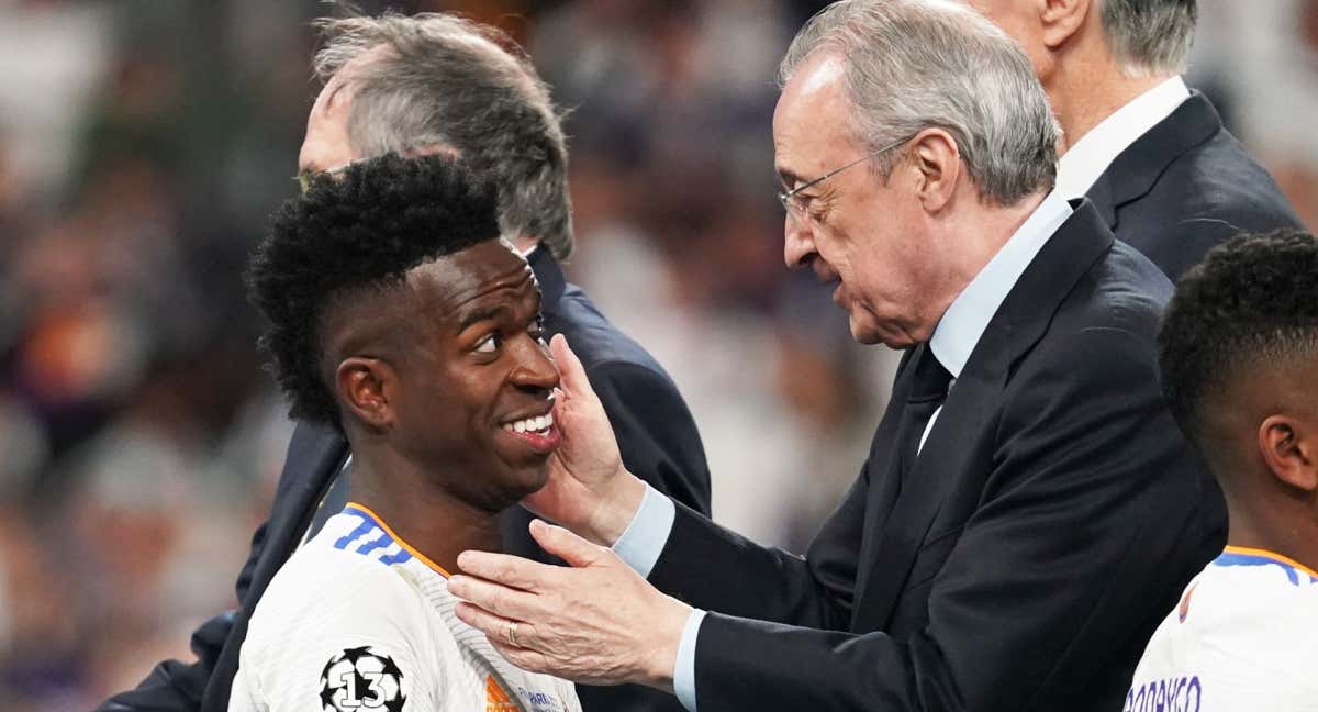 Vinicius junto a Florentino. /GETTY